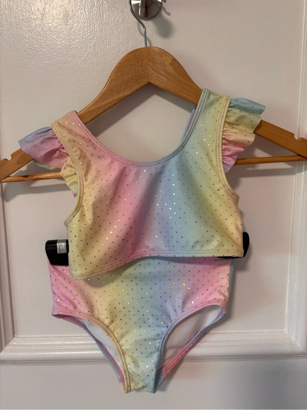 H&M Pastel Pink and Lavender Glitter Girls' Two-Piece Swim Set